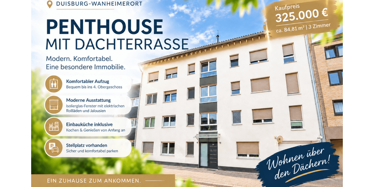 Etagenwohnung Duisburg Duisburg-Mitte - 3 Zimmer, 85 m&sup2;, 325.000&euro; | Angebot:27495497