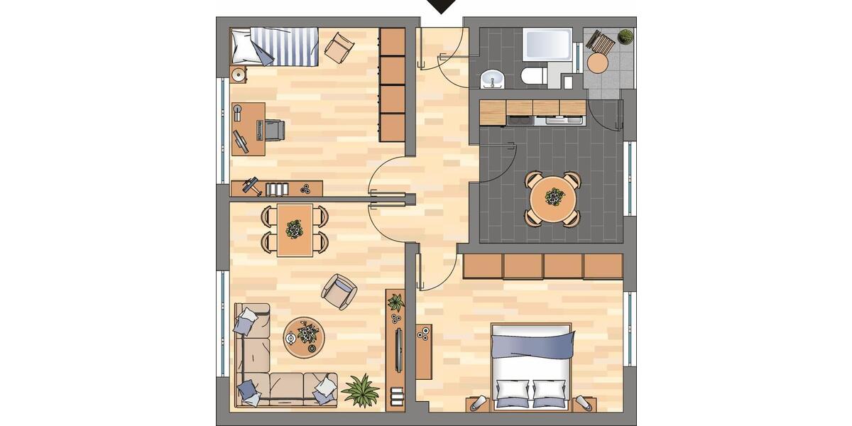 Etagenwohnung Duisburg Duisburg-Mitte - 3 Zimmer, 75 m&sup2;, 609&euro; | Angebot:26652159