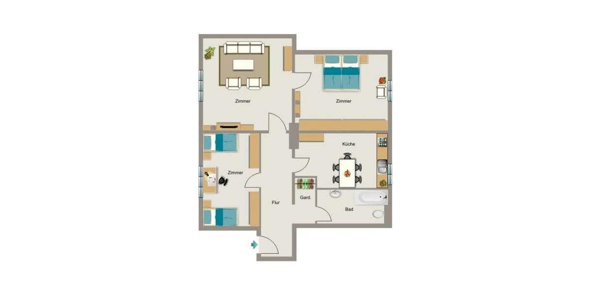 Erdgeschoßwohnung Duisburg Hamborn - 3.5 Zimmer, 69 m&sup2;, 528&euro; | Angebot:26343776