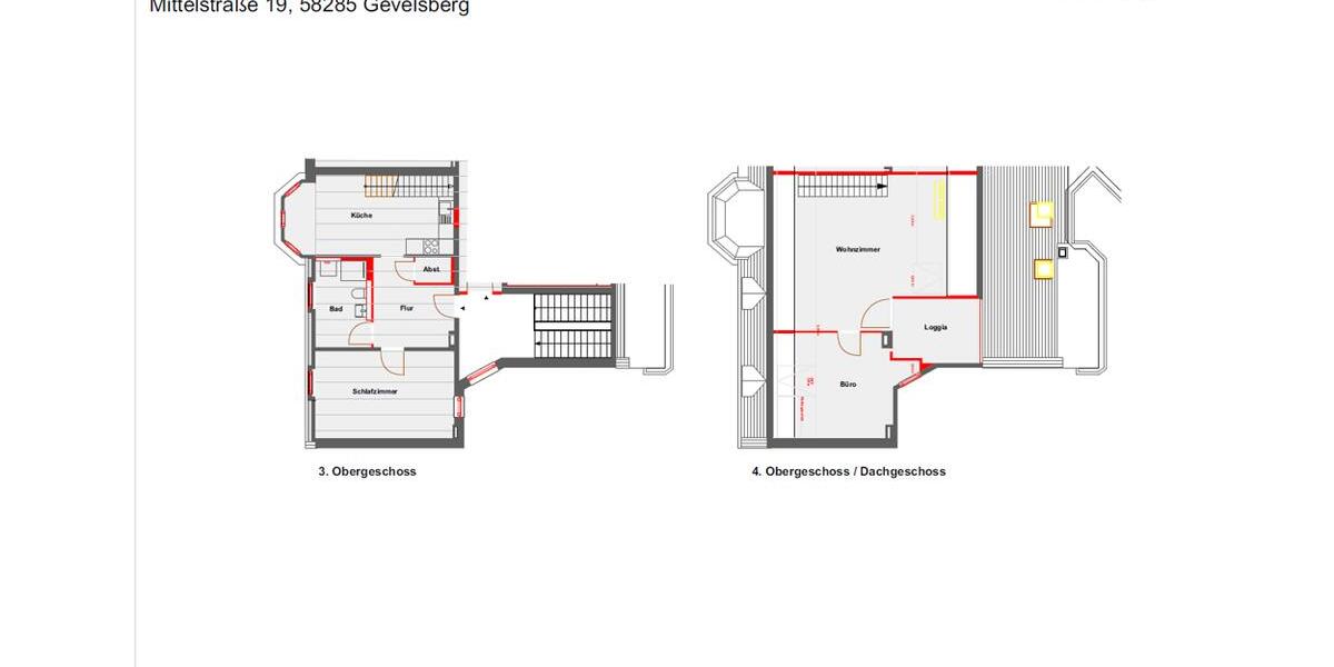 Dachgeschoßwohnung Gevelsberg - 3 Zimmer, 102 m&sup2;, 990&euro; | Angebot:25215040