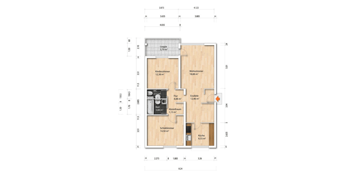 Etagenwohnung Dorsten Wulfen - 3 Zimmer, 81 m&sup2;, 635&euro; | Angebot:26815783