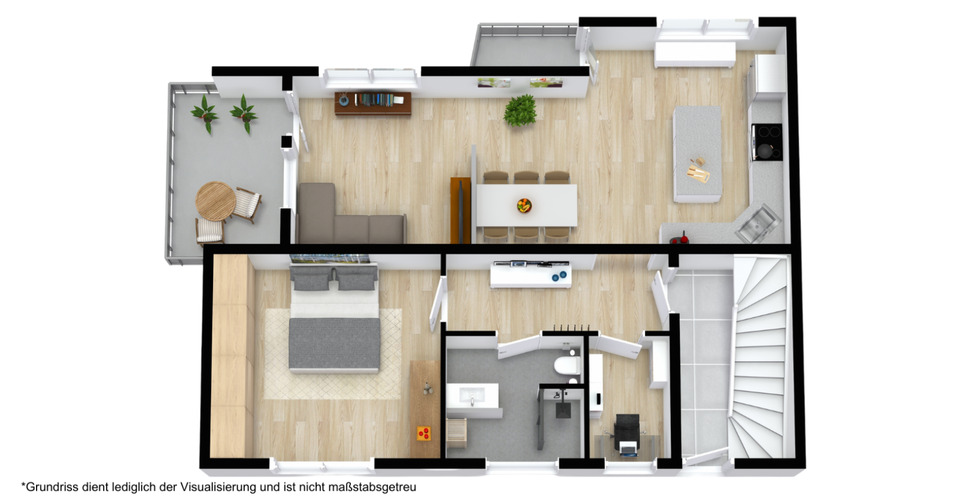 Helle Obergeschosswohnung mit zwei Balkonen in Hösel 2 zimmer