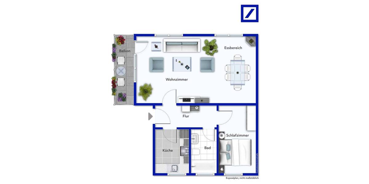 Etagenwohnung Duisburg Obermeiderich - 2 Zimmer, 54 m&sup2;, 75.999&euro; | Angebot:26912803