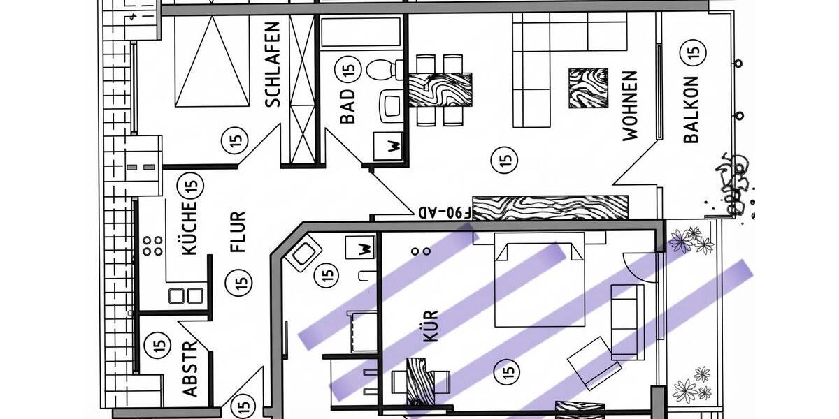 Dachgeschoßwohnung Wuppertal Gemarkung Langerfeld - 2 Zimmer, 57 m&sup2;, 169.000&euro; | Angebot:27456271
