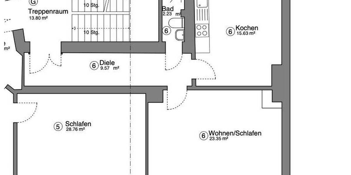 Etagenwohnung Essen Frohnhausen - 2 Zimmer, 52 m&sup2;, 135.000&euro; | Angebot:26921913
