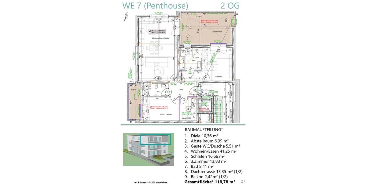 Erstbezug! Exklusive Penthousewohnung im Juli 26 zu vermieten! 3 zimmer