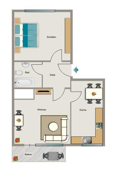 Erdgeschoßwohnung Marl - 2.5 Zimmer, 46 m&sup2;, 407&euro; | Angebot:25152738