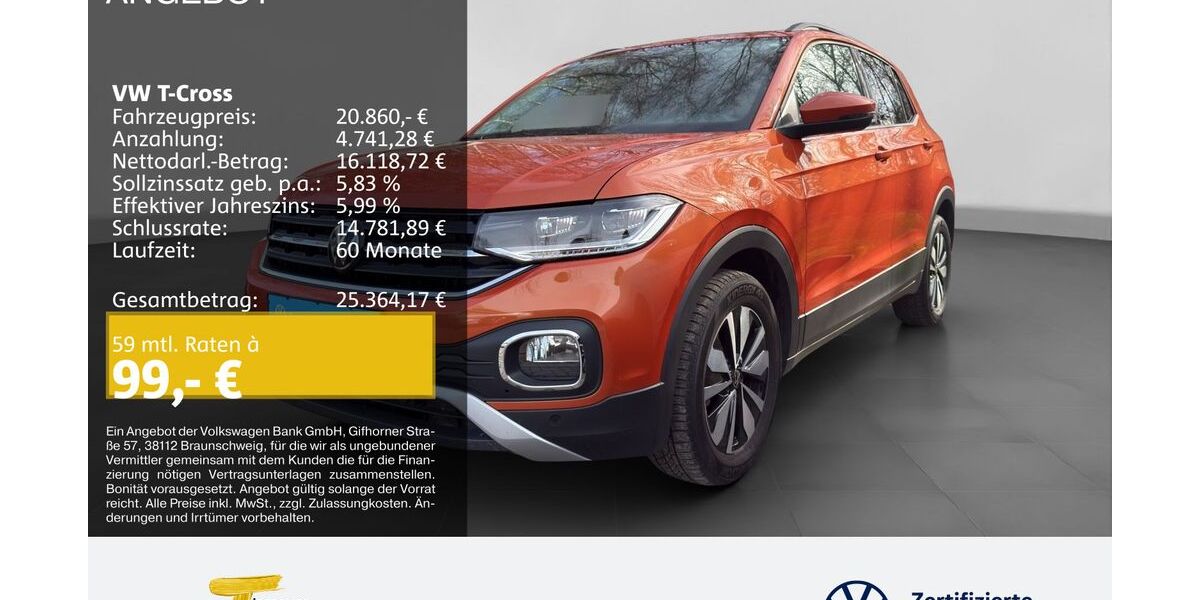 VW T-Cross 20.874 km 19.980 &euro; Castrop-Rauxel 44575