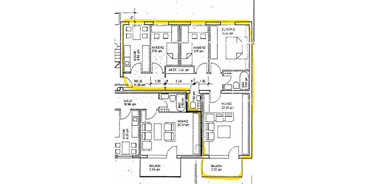 Etagenwohnung Bochum Eppendorf - 4 Zimmer, 86 m&sup2;, 190.000&euro; | Angebot:27002737