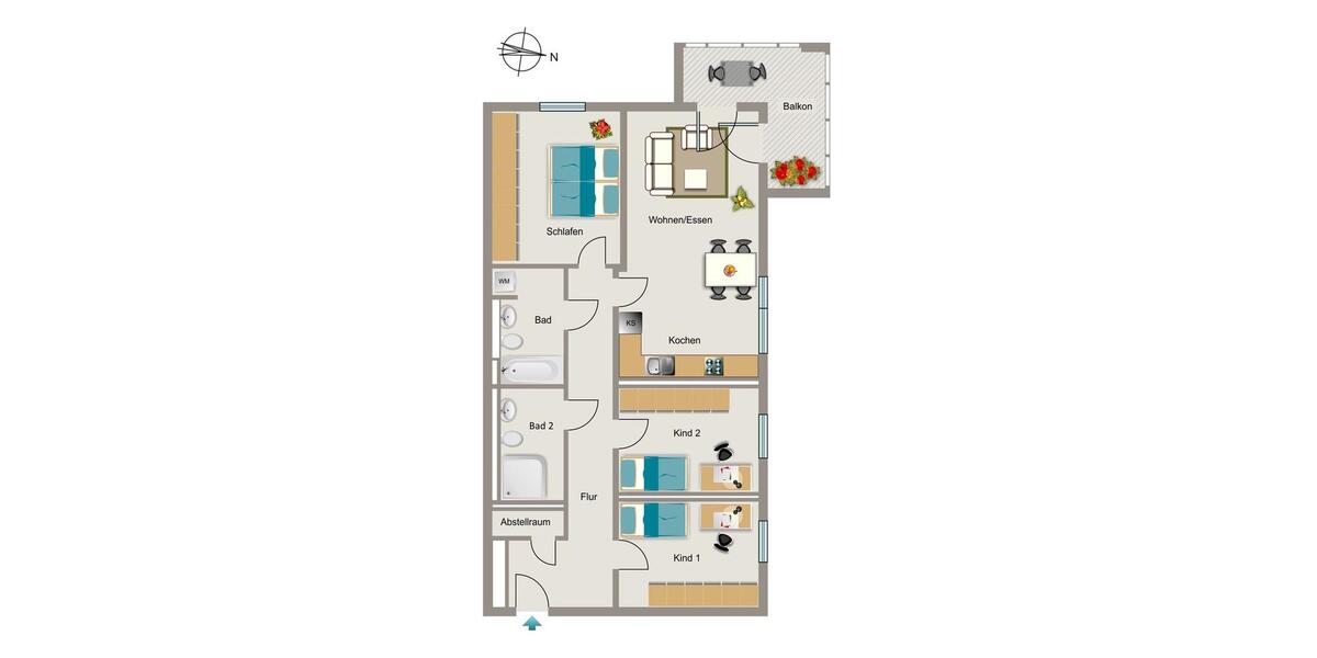 Etagenwohnung Bochum Wiemelhausen - 4 Zimmer, 96 m&sup2;, 598&euro; | Angebot:25644078