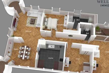 Wohnung Duisburg Duisburg-Mitte - 3 Zimmer, 126 m&sup2;, 1.295&euro; | Angebot:24494716
