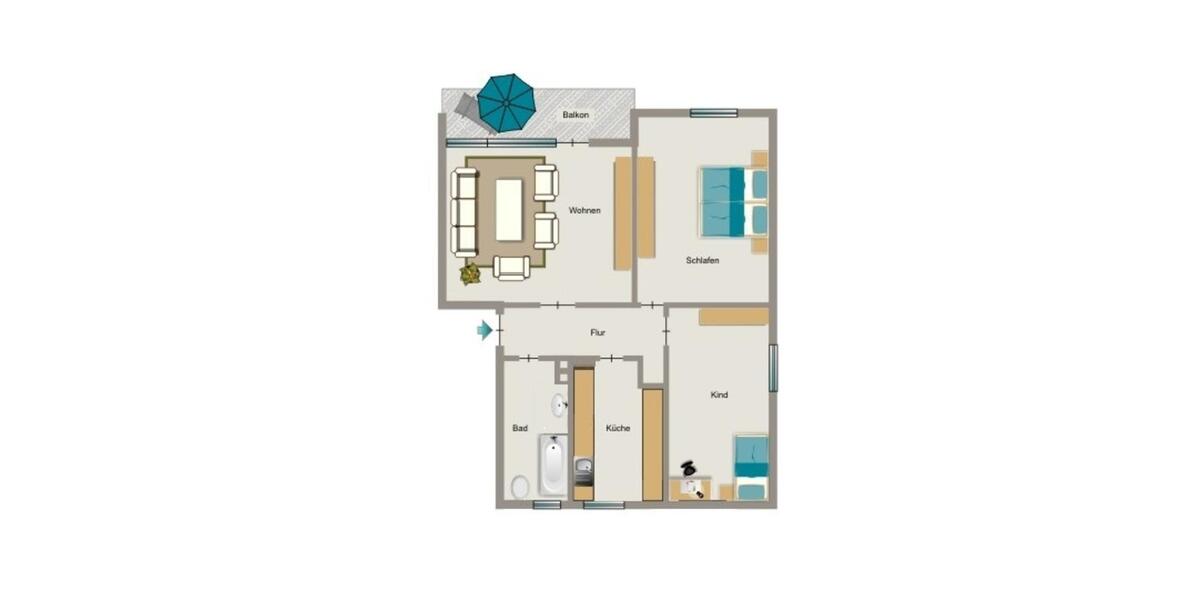 Etagenwohnung Moers Rheinkamp - 3.5 Zimmer, 67 m&sup2;, 565&euro; | Angebot:25409594