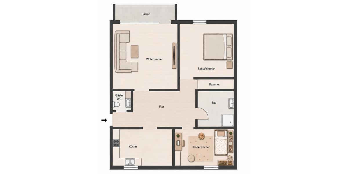 Etagenwohnung Bottrop Ebel - 3.5 Zimmer, 84 m&sup2;, 198.000&euro; | Angebot:27453455