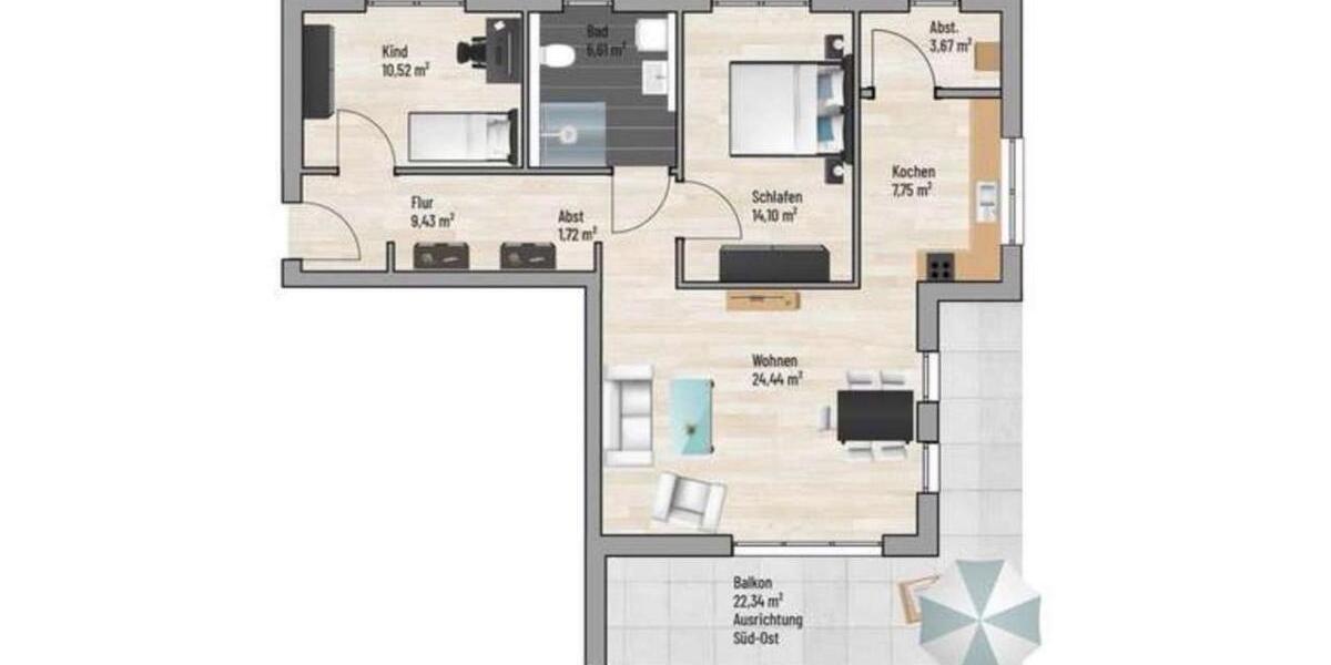 Etagenwohnung Essen Stadtbezirk VI - 3.5 Zimmer, 90 m&sup2;, 385.000&euro; | Angebot:27447022