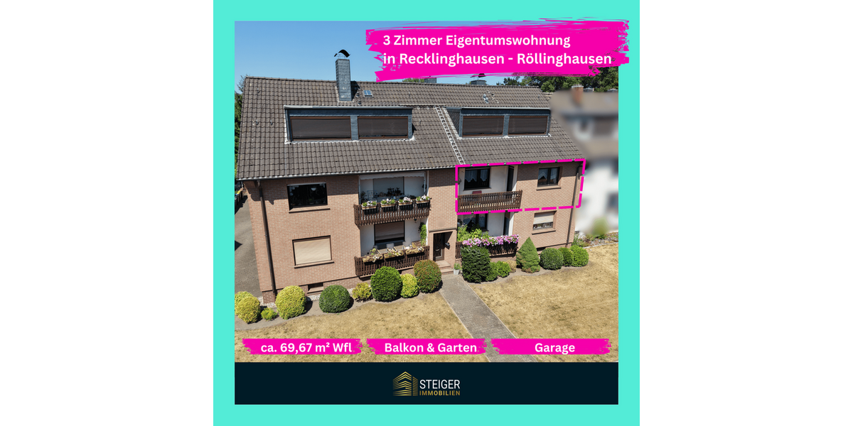 Etagenwohnung Recklinghausen König Ludwig - 3 Zimmer, 70 m&sup2;, 150.727&euro; | Angebot:27455984