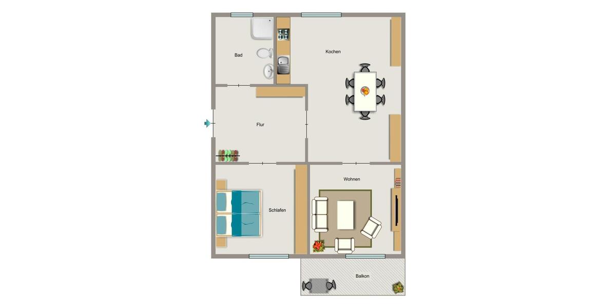 Erdgeschoßwohnung Recklinghausen Hillerheide - 2.5 Zimmer, 61 m&sup2;, 540&euro; | Angebot:25643781