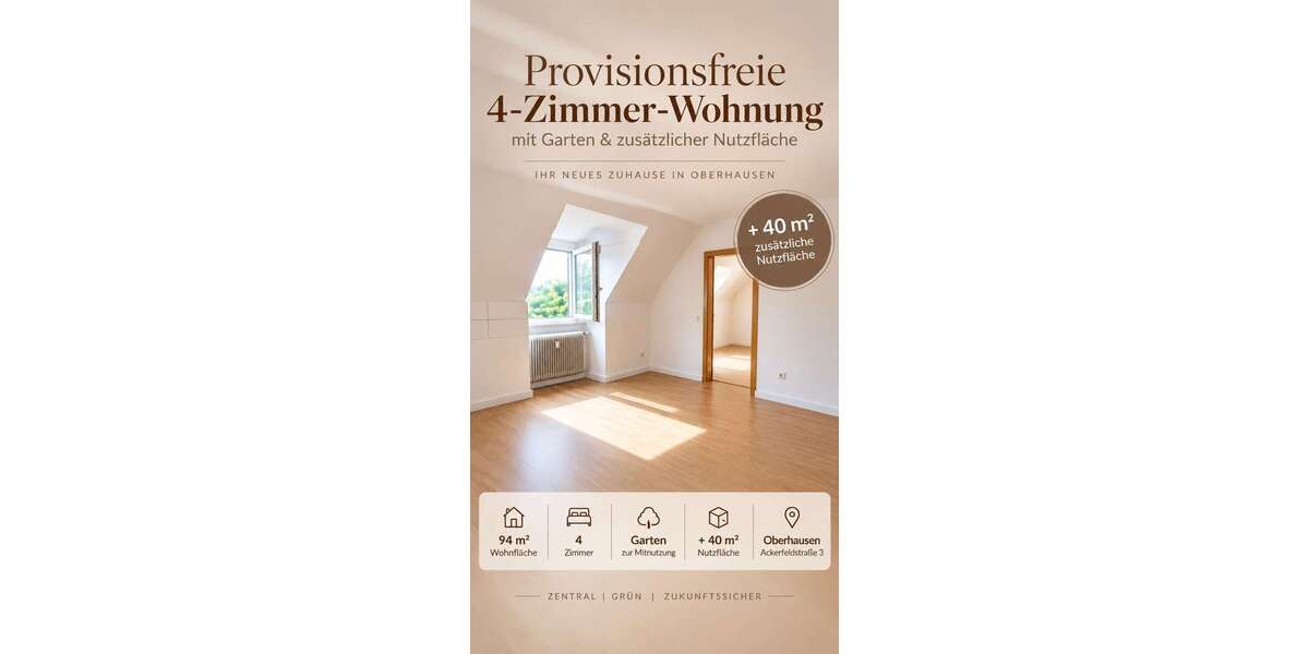 Etagenwohnung Oberhausen Tackenberg - 4 Zimmer, 94 m&sup2;, 164.000&euro; | Angebot:27470639