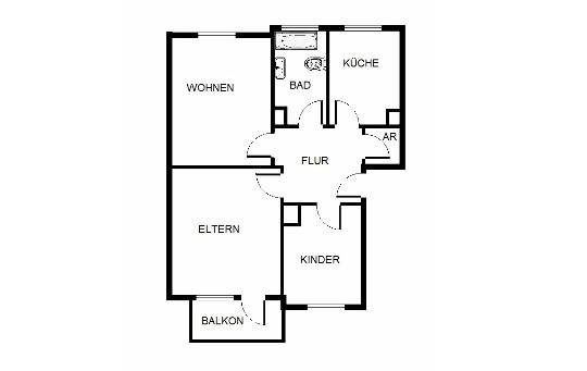 Erdgeschoßwohnung Bochum Bochum-Südwest - 3 Zimmer, 58 m&sup2;, 573&euro; | Angebot:26433775