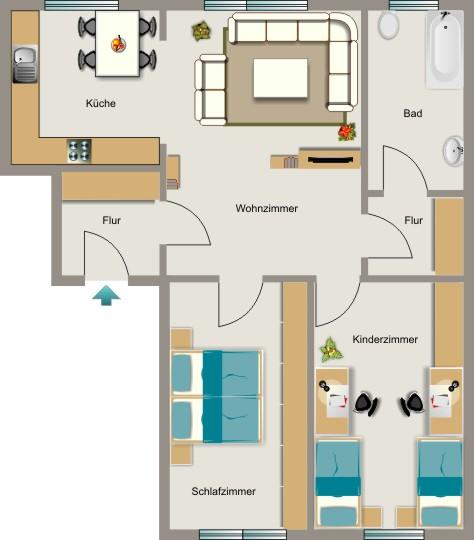 Hier ist Platz zum Wohnen zimmer