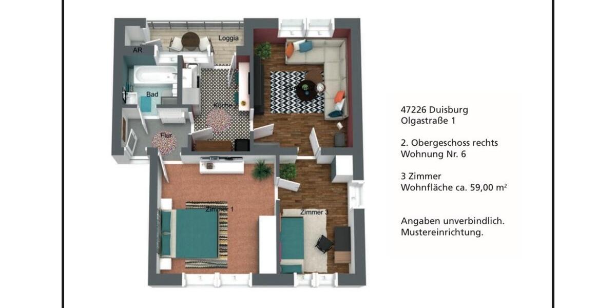 Etagenwohnung Duisburg Rheinhausen - 3.5 Zimmer, 115.000&euro; | Angebot:22271788
