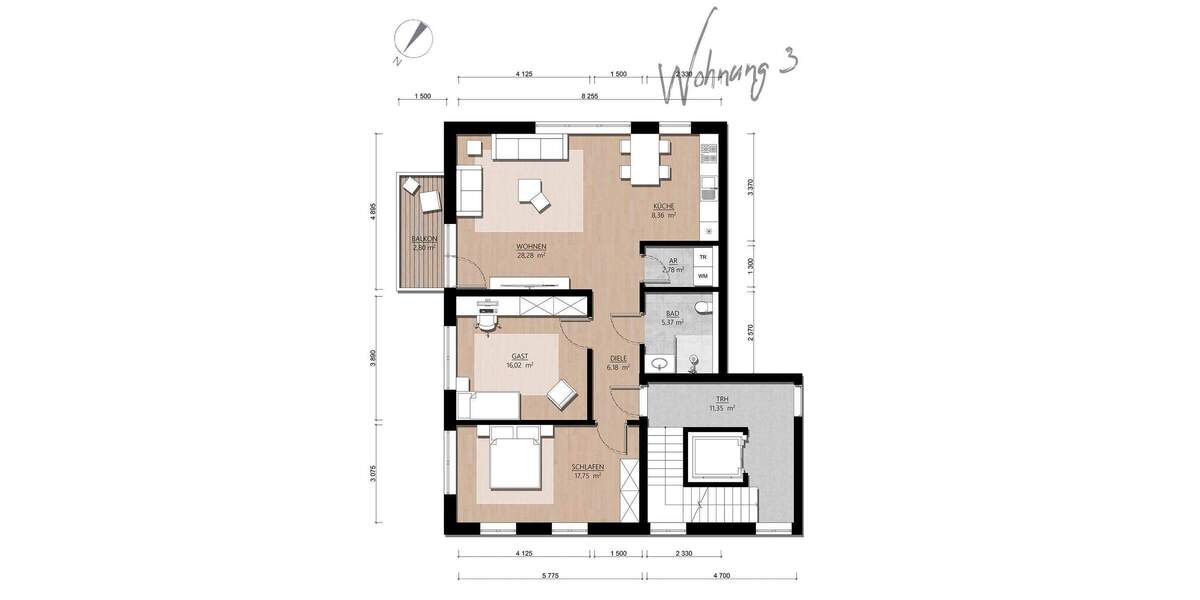 Etagenwohnung Velbert Nierenhof - 3 Zimmer, 87 m&sup2;, 329.000&euro; | Angebot:25770158