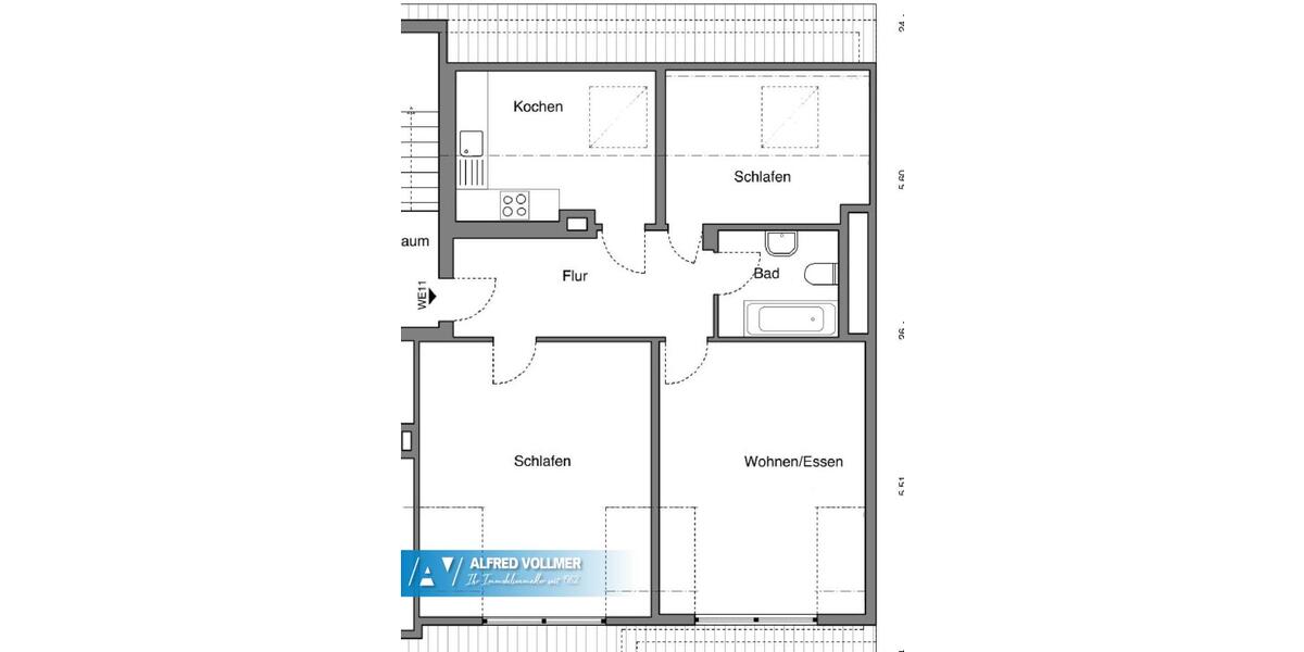 Dachgeschoßwohnung Wuppertal Gemarkung Barmen - 3 Zimmer, 68 m&sup2;, 510&euro; | Angebot:26666108