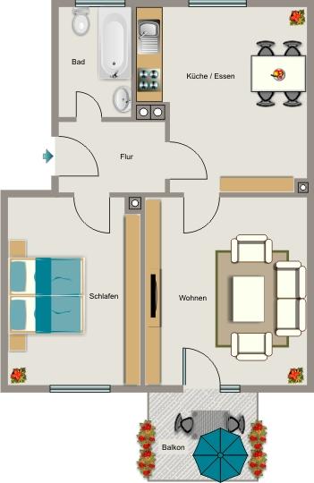 Etagenwohnung Essen Stadtbezirk V - 2.5 Zimmer, 56 m&sup2;, 431&euro; | Angebot:26329897