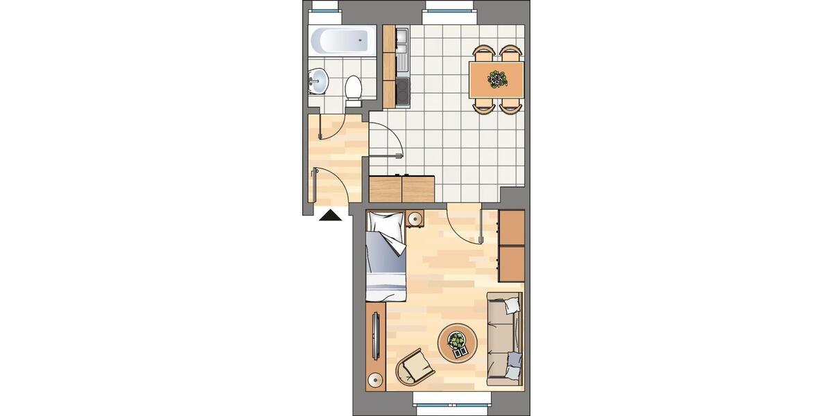 Erdgeschoßwohnung Bochum Bochum-Nord - 1 Zimmer, 32 m&sup2;, 289&euro; | Angebot:25853504