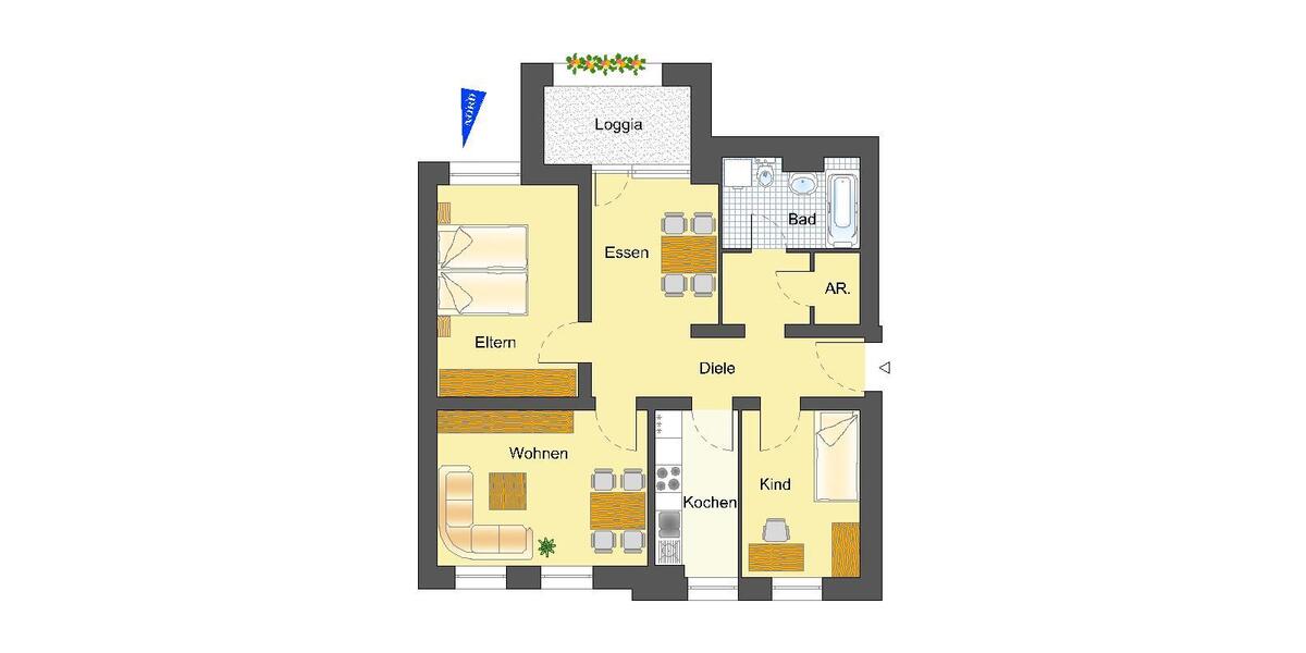 Etagenwohnung Recklinghausen König Ludwig - 3 Zimmer, 75 m&sup2;, 569&euro; | Angebot:26422003