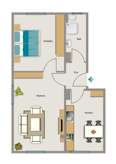 Bewegungsfreiheit in Ihrer bodengleichen Dusche. 2.5 zimmer