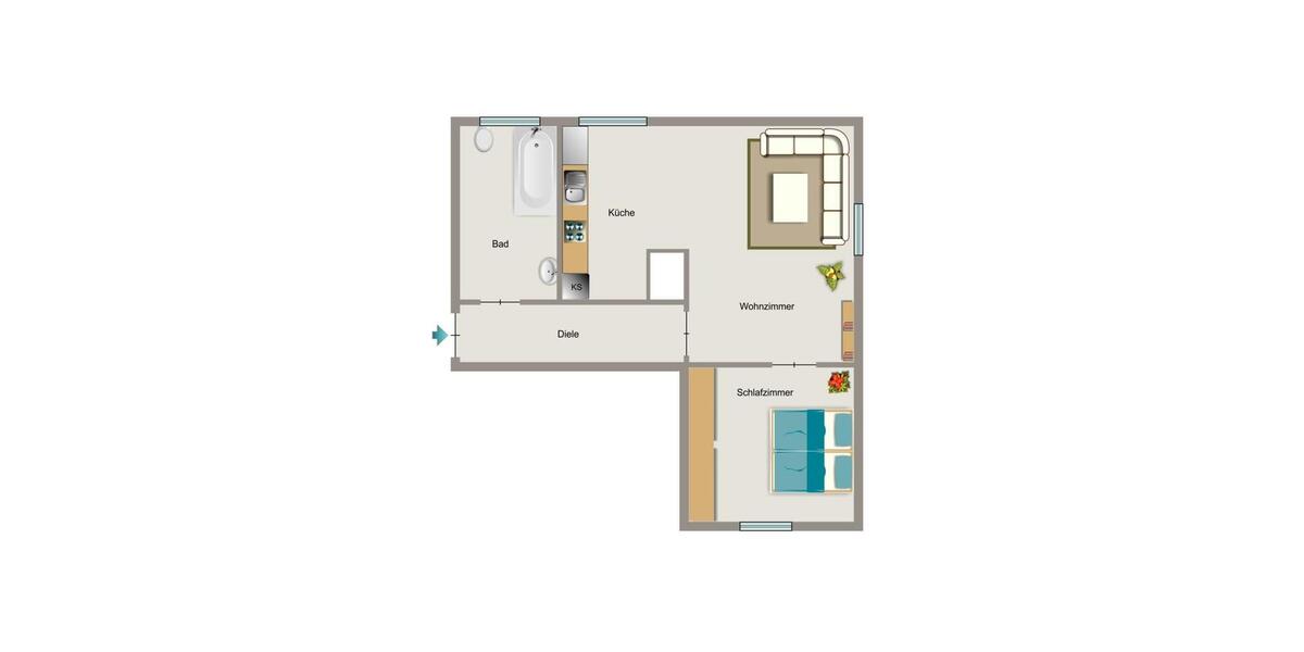 Etagenwohnung Essen Stadtbezirk VI - 2.5 Zimmer, 41 m&sup2;, 383&euro; | Angebot:26416229
