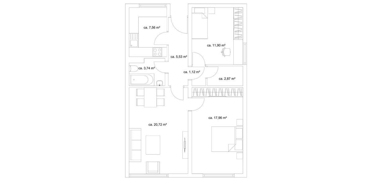 Vermietete & Kernsanierte Wohnung mit 5,5% Rendite 3 zimmer