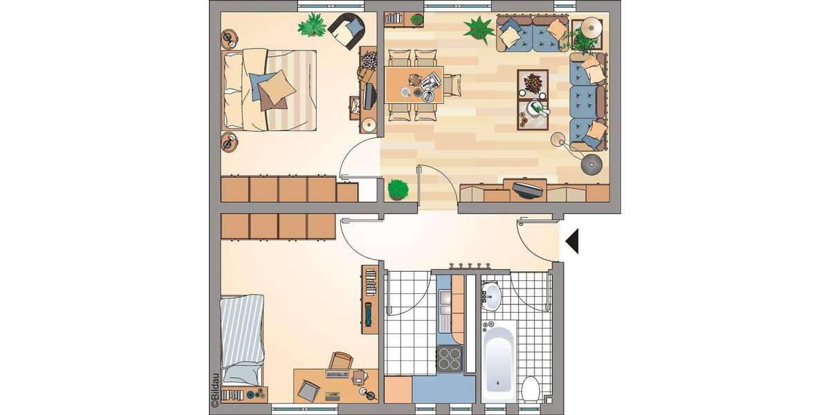 Etagenwohnung Recklinghausen Grullbad - 3.5 Zimmer, 59 m&sup2;, 262&euro; | Angebot:26799047