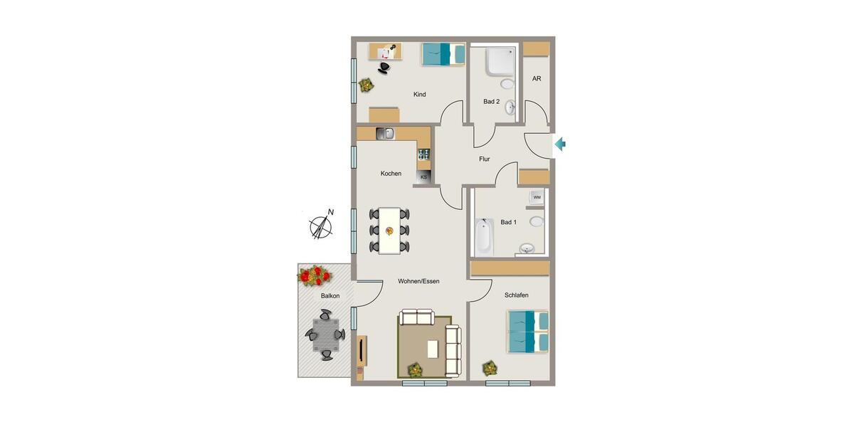 Etagenwohnung Bochum Bochum-Nord - 3 Zimmer, 98 m&sup2;, 1.319&euro; | Angebot:25209212
