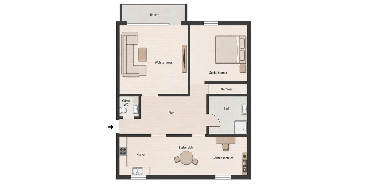 Etagenwohnung Bottrop Ebel - 3.5 Zimmer, 84 m&sup2;, 198.000&euro; | Angebot:27453455