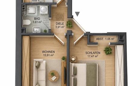 Wohnung Gelsenkirchen Gelsenkirchen-Mitte - 2.5 Zimmer, 50 m&sup2;, 350&euro; | Angebot:27619579