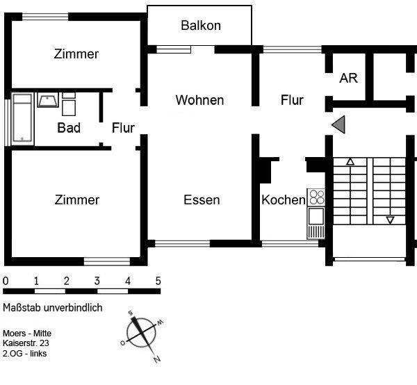Etagenwohnung Moers - 3.5 Zimmer, 65 m&sup2;, 619&euro; | Angebot:26199767
