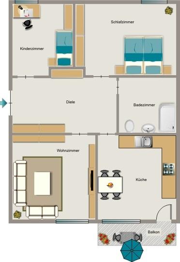 Erdgeschoßwohnung Gelsenkirchen Rotthausen - 3.5 Zimmer, 71 m&sup2;, 398&euro; | Angebot:25409581