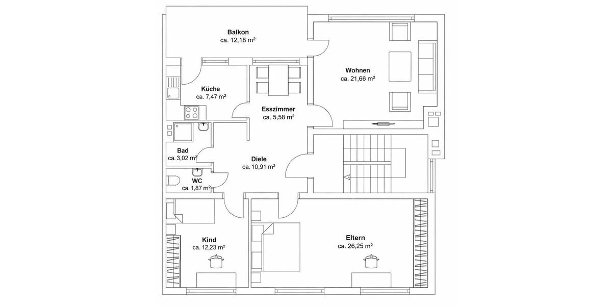 Etagenwohnung Wuppertal Arrenberg - 3 Zimmer, 100 m&sup2;, 230.000&euro; | Angebot:26779096