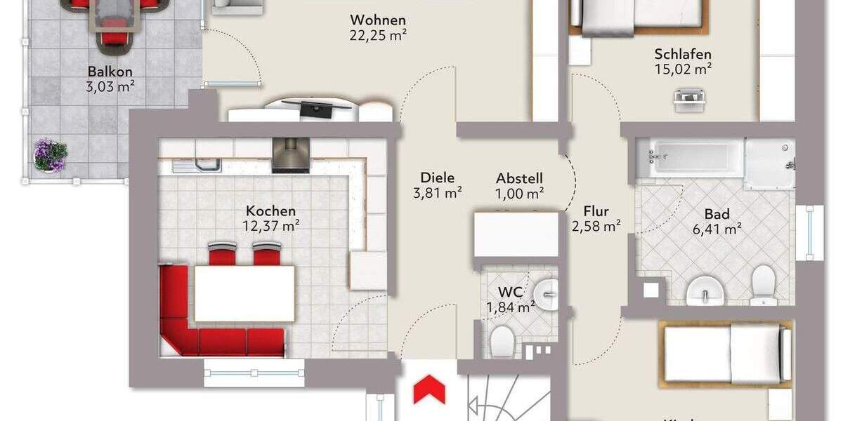 Helle Eigentumswohnung im Dreifamilienhaus! 3 zimmer