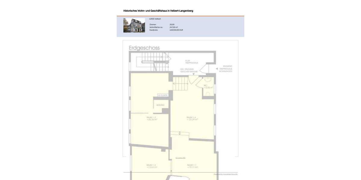Historisches Wohn- und Geschäftshaus in Velbert-Langenberg 2 zimmer