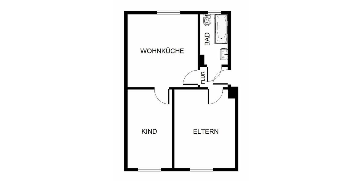 Erdgeschoßwohnung Gelsenkirchen Gelsenkirchen-Nord - 2 Zimmer, 45 m&sup2;, 309&euro; | Angebot:26461318