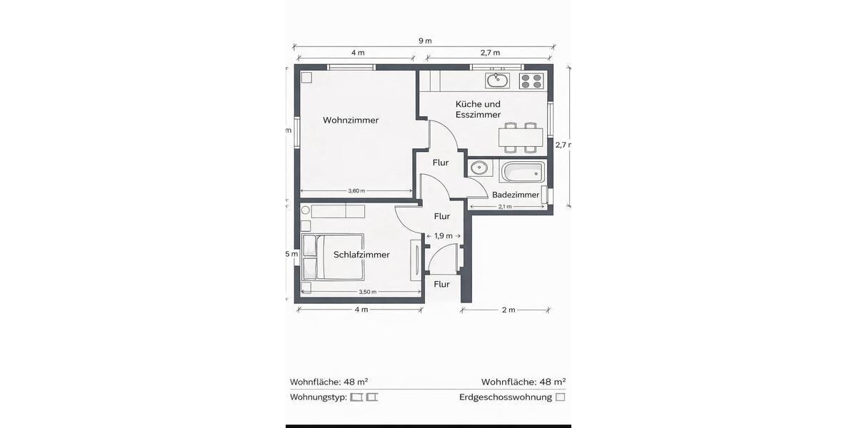 Erdgeschoßwohnung Essen Stadtbezirk II - 2 Zimmer, 47 m&sup2;, 532&euro; | Angebot:25271186