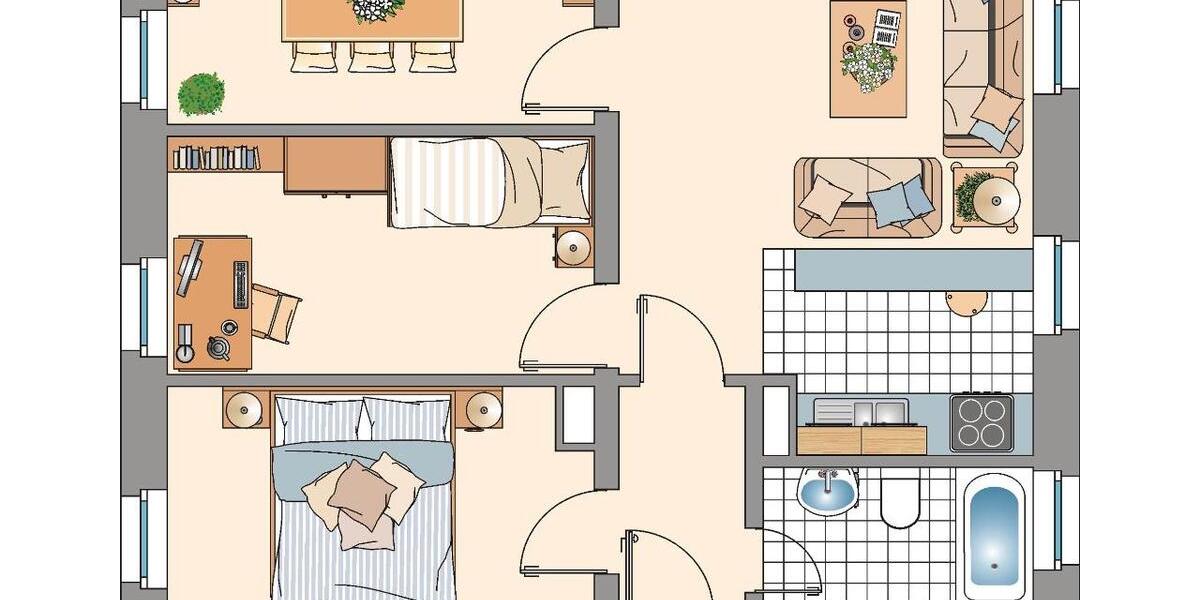 Großzügige 3,5 Zimmer Wohnung mit neuem Duschbad in ruhiger Lage 5 zimmer