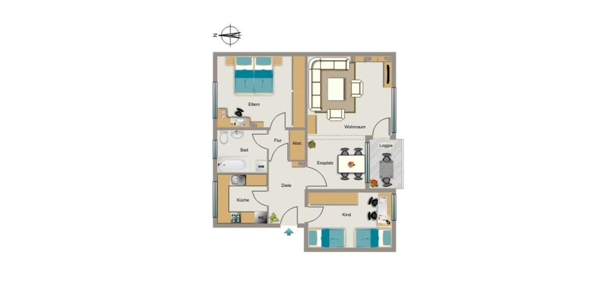 Etagenwohnung Recklinghausen Hillerheide - 3.5 Zimmer, 79 m&sup2;, 620&euro; | Angebot:25643795