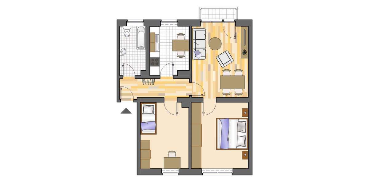 Etagenwohnung Marl Drewer-Nord - 3 Zimmer, 61 m&sup2;, 489&euro; | Angebot:25818536
