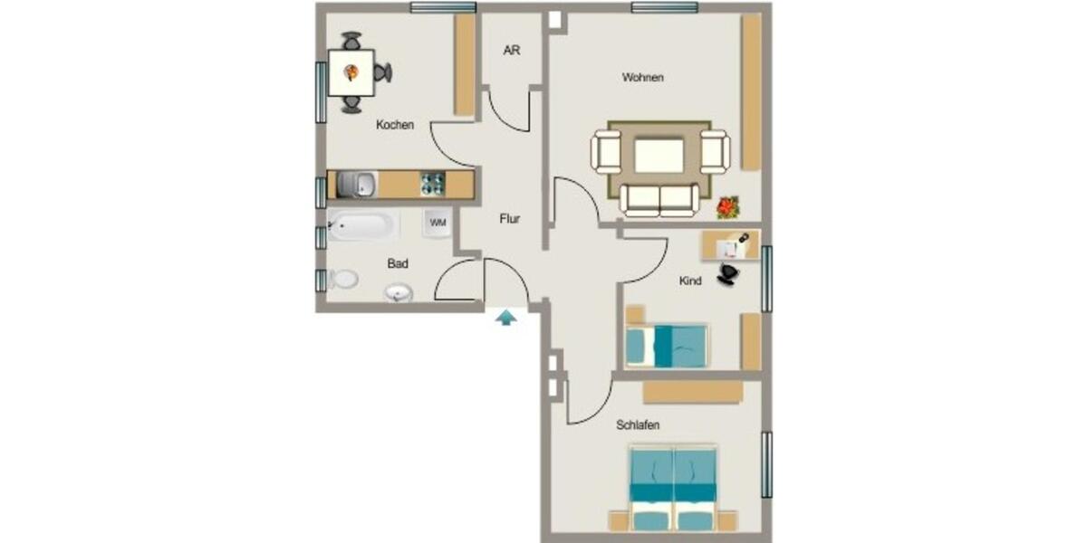 Etagenwohnung Dinslaken Lohberg - 3.5 Zimmer, 64 m&sup2;, 429&euro; | Angebot:26243193