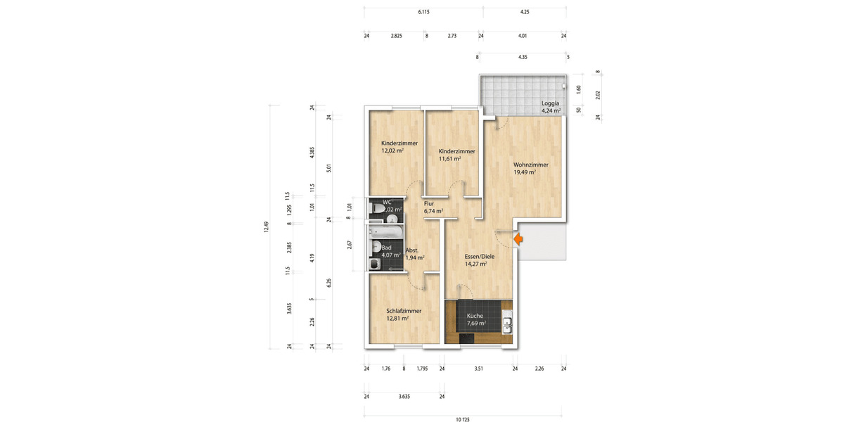 Etagenwohnung Dorsten Wulfen - 4 Zimmer, 96 m&sup2;, 750&euro; | Angebot:26874959