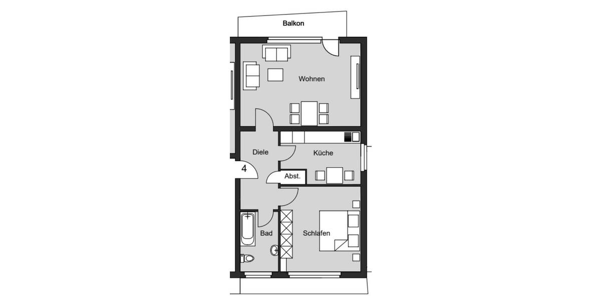 Etagenwohnung Wuppertal Langerfeld - 2 Zimmer, 72 m&sup2;, 792&euro; | Angebot:26862166