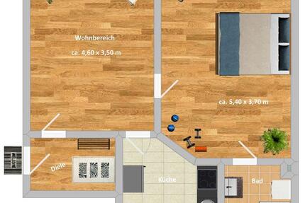 Urbane Dachgeschoss-Romantik! Helles Single-Refugium in Essen-Kray: 2,5 ZW, renoviert-bezugsfertig 2 zimmer